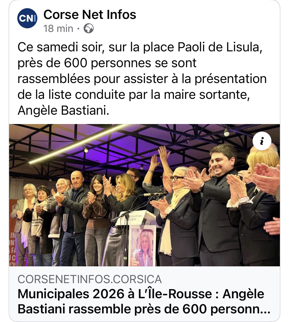 Angèle Bastiani rassemble près de 600 personnes pour sa liste